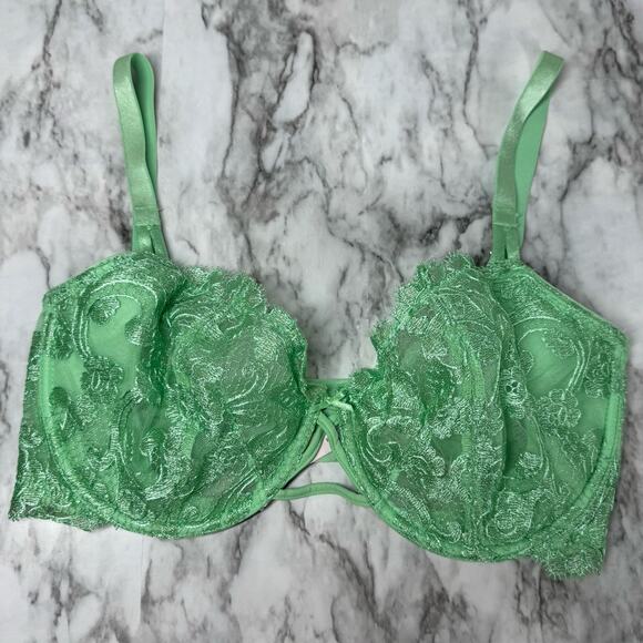 Victoria’s Secret Dream Angels Push Up Without Padding 34DD Green Lace Fairy - Picture 1 of 9